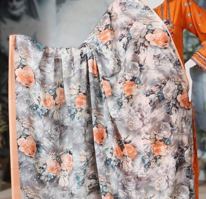 Swiss Print Rose Black Shawl